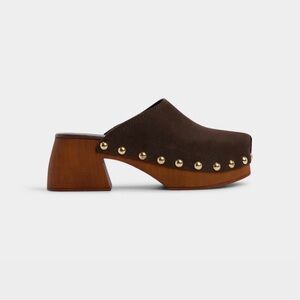 Aldo Brown Suede Studded Clog Mule